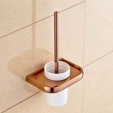 Bathroom Accessories Rose Gold Brass Toilet Brush Holder Brush Cup Set Kba869