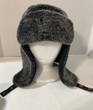 Winter Snow Hat Glaciers Edge Trapper Cap Faux Fur L/XL Dark Gray ~Cold Weather