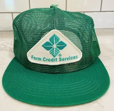 VINTAGE FARM CREDIT SERVICE K-PRODUCT PATCH TRUCKER SNAPBACK HAT GREEN MESH
