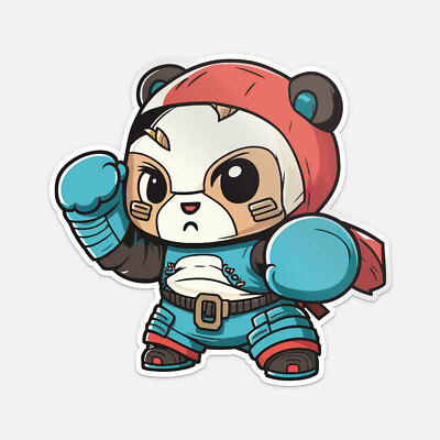 Chibi Panda Fighter Kawaii Sticker Vinyl Car Bumper Decal