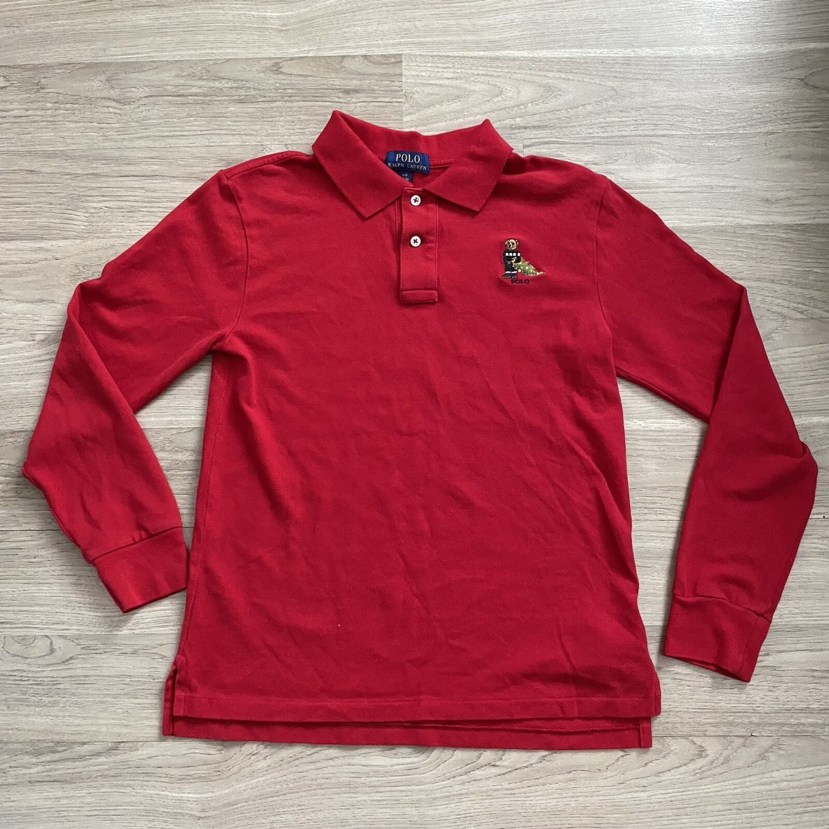 Ralph Lauren Kids Large Christmas Tree Bear Polo ( 14-16 ) Long