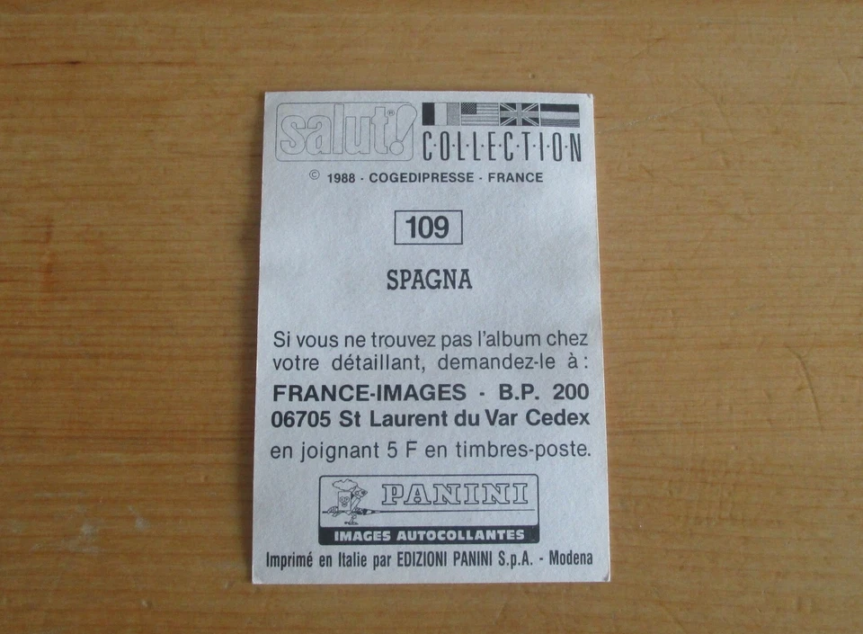 1988 SPAGNA # 109 MUSIQUE ITALIE SALUT COLLECTION PANINI VIGNETTE NEUVE - Photo 2/2