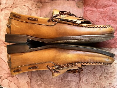 ALLEN EDMONDS Everson Sz 12 D Kiltie Bow Loafers shoes Tan  display picture 1