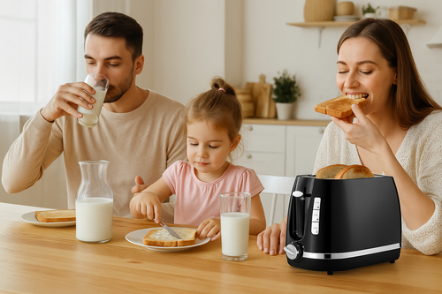 The Toasty Slice 2 Slice Toaster and 1.7L Kettle in Black Electric Breakfast Set - Picture 11 of 11