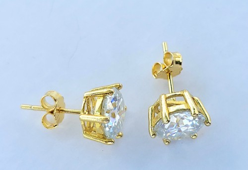 Moissanite Stud Earrings Lab Grown 2.0 Carat Round Cut VVS1 Color D - Picture 5 of 6