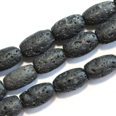 F4-03 - 10x6 MM LAVA OLIVEN STRANG SCHWARZ POLIERT