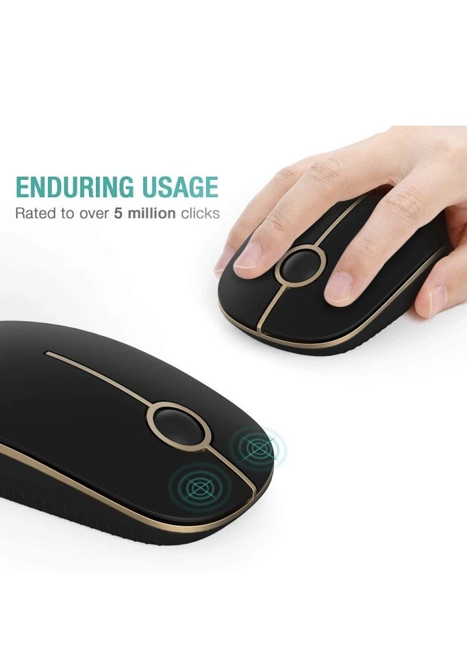 Jelly Comb 2.4G Slim Wireless Mouse with Nano Receiver MS001 (Black and Gold) - Image 4 of 4