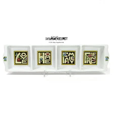 Mary Engelbreit LOVE HOME FAMILY FRIENDS 15.75" Divided Relish Tray 2001 At Home