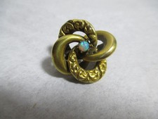 Antique Victorian Gold Filled Plated Love Knot Opal Pin