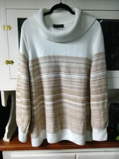 Lane Bryant Women's Ivory Tan Striped Cowl Neck Sweater Size 26/28