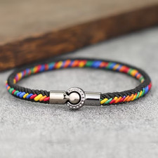 Autism Awareness Braided Bracelet Hand-Woven Colorful Hand Rope Magnet Clasp NEW