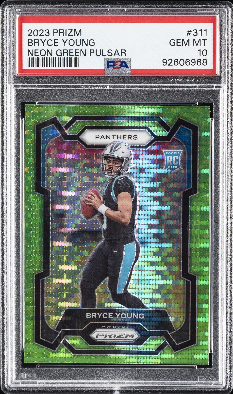 2023 PANINI PRIZM NEON GREEN PULSAR #311 BRYCE YOUNG PSA 10