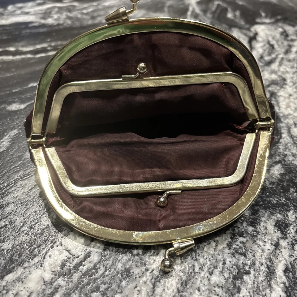 Monedero de Colección Genuino LeeSands Marrón PIEL DE ANGUILA Cuero Doble Bloqueo de Beso Foto 2 de 4