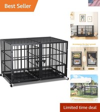 42/48/54 Inch Heavy Duty Metal Dog Crate - Secure Stylish for Large Breeds