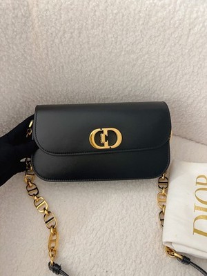 Christian Dior 30 Montaigne East-West Small Flap Bag Smooth Calfskin Black