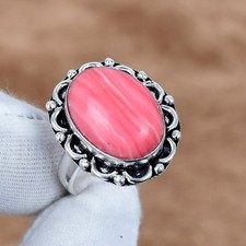 Rhodochrosite 925 Sterling Silver Ring Handmade Statement Women's Wear