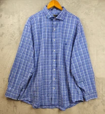 Polo Ralph Lauren Performance Shirt Mens 2XB Big Button Up Gingham Plaid Nylon