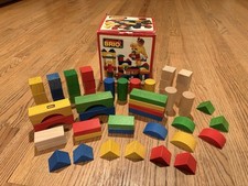 Vintage 1995 Brio Hard Wood Building Blocks 50 Pieces - Set 30154