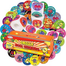 3 Rolls Scratch and Sniff Scented Stickers for Kids, 600 Pcs Motivational Reward