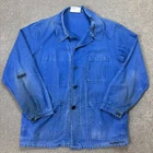 VTG French Jacket Adult Small Blue Workwear Faded Chore Repaired Canvas Mens