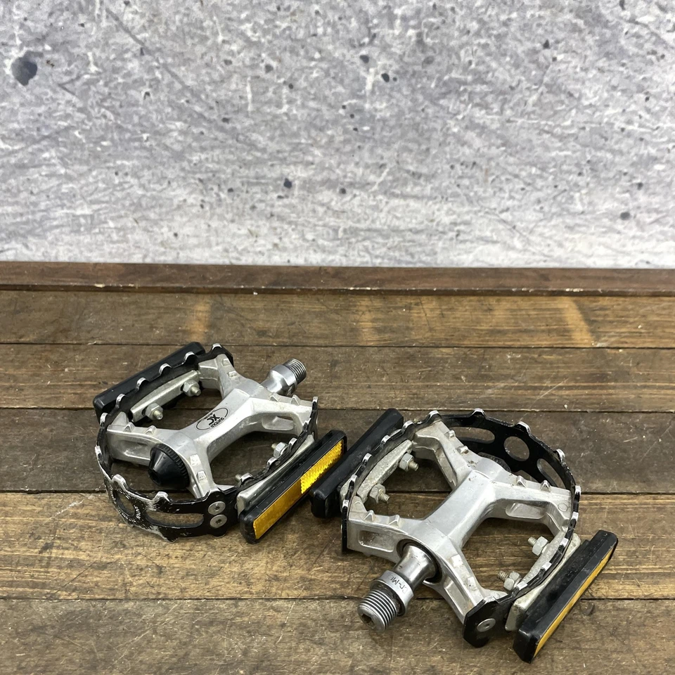 Pedales de plataforma vintage Suntour XC-II Bear Trap 9/16 MTB BMX reflectores Japón Foto 3 de 4