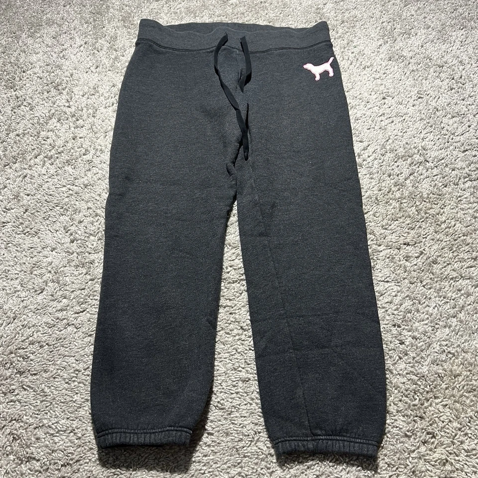 Pink Victoria’s Secret Women’s Lounge Pants Medium Gray Academy Dog Y2k Vintage - Image 2 of 4