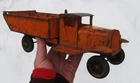 Vintage 1930's Pressed Steel Dump Truck Toy  Wood Wheels  12.5" Wyandotte? Marx?