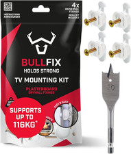 Bullfix TV Kit - Plasterboard Fixings for TV Bracket, Heavy Duty Wall Fixing 
