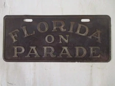 1936 Florida FLORIDA ON PARADE  BOOSTER  License Plate Tag  SP