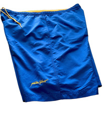 FUBU Sport Vibrant Blue W/ Yellow accent Lined Men Swim Trunk Size Lg drawstring