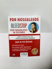 BLEEDSTOP Stop Nose Bleeds 3 Pack FOAM STRIPS CLOTS BLOOD EXP 1/2028
