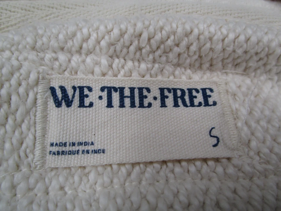 Moletom com capuz Free People We The Free feminino pequeno marfim frente aberta Dolman OB1907949 - Imagem 3 de 4