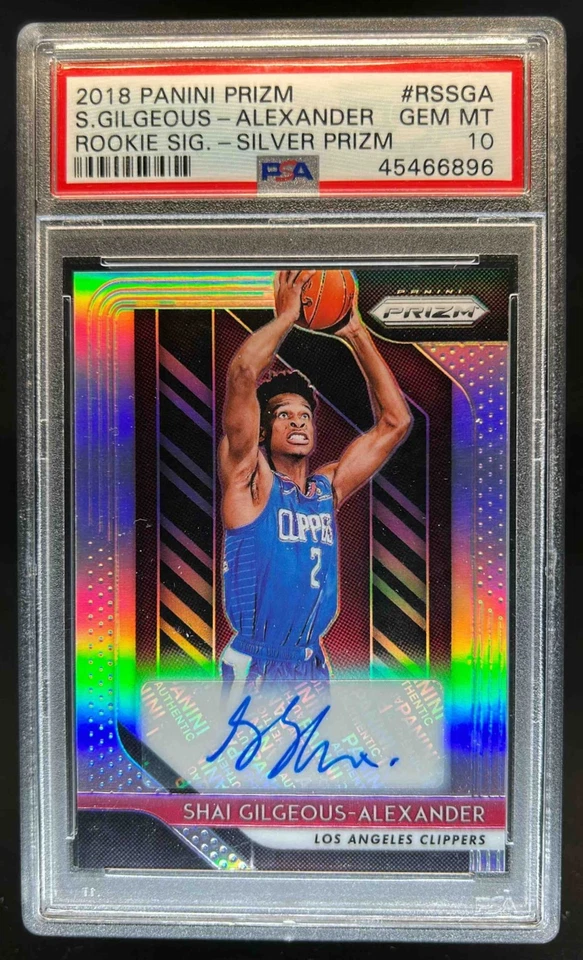 Prizm Shai Gilgeous-Alexander Rookie Prizm Silver Auto RC #RS-SGA PSA 10 2018-19