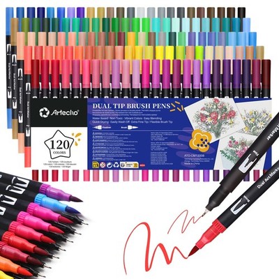 Artecho 120 Colors Markers for Adult Coloring Books, Dual Tip Markers for Sch...