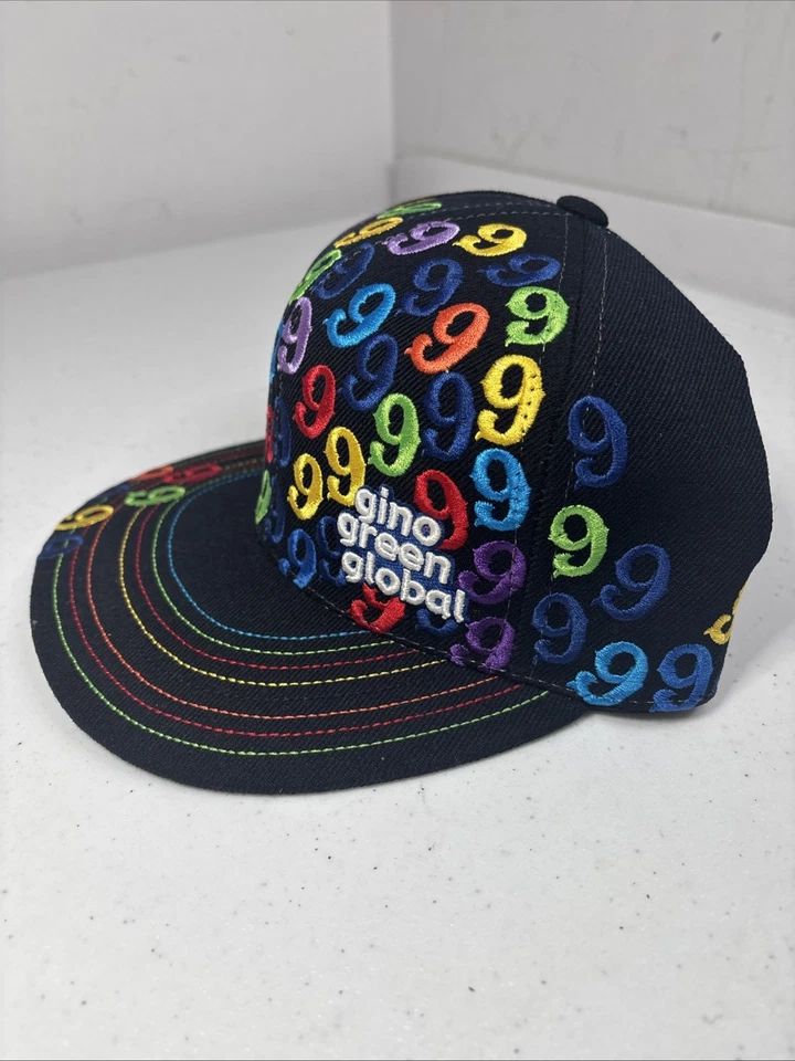 Gorra Gino Green Global 1999 negra multicolor 59FIFTY bordada por todas partes 7 1/8 Foto 4 de 4