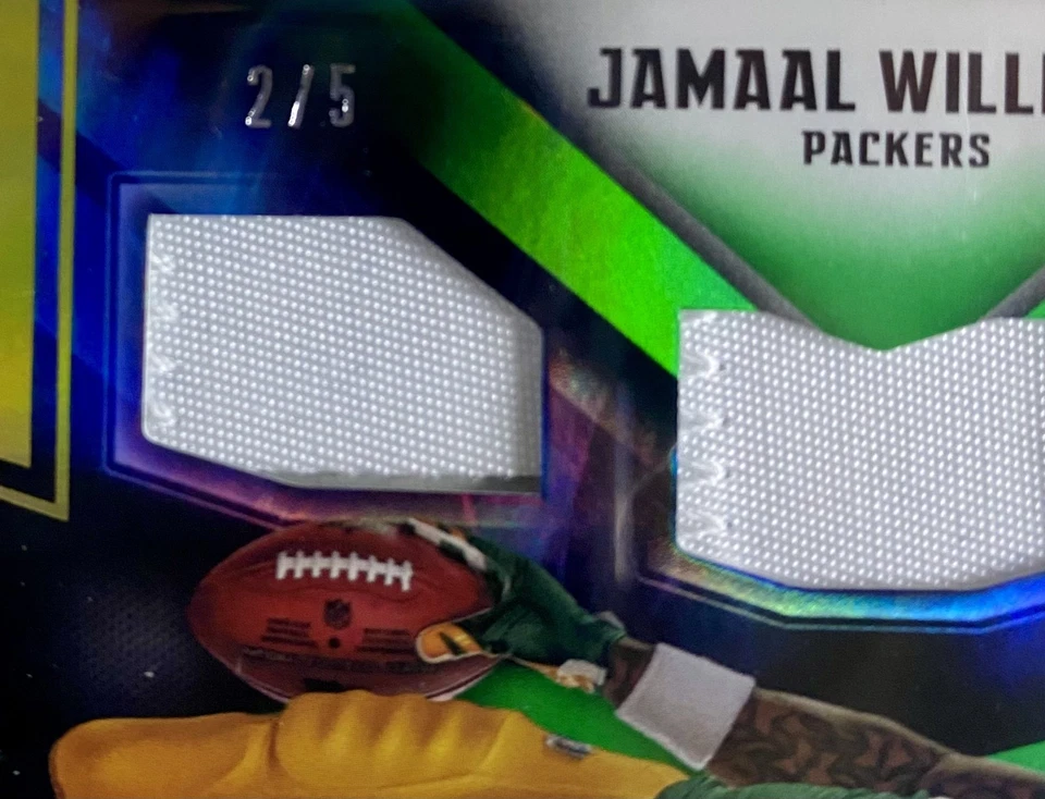 Jamaal Williams 2/5 ROOKIE WORN Relics 2017 Panini XR GREEN VARIATION Free Ship - Image 2 of 4