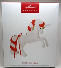 2024 Hallmark Ornament Sweet Unicorn White & Red Horse Pony QGO3051 New