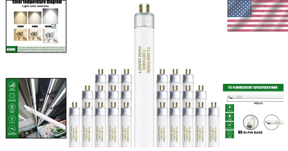 Energy Efficient Daylight T5 28W Bulb 25 Pack - Image 2 of 4