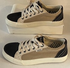 Taos PLIM SOUL Women Sz 7.5 Sneakers Tan Black Beige PL-13544 Comfort Footbed