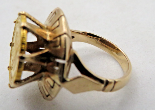 VINTAGE LADIES 14K GOLD RING WITH MEXICAN TWO PESO GOLD COIN - SIZE 3.75 - Picture 18 of 19