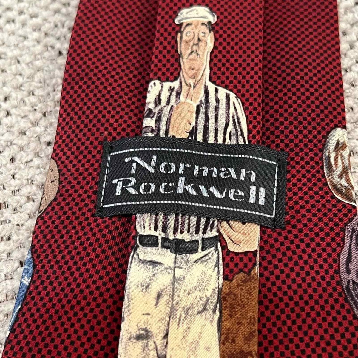 Vintage 1994 Norman Rockwell Football Coin Flip Men’s Neck Tie View 6