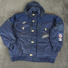 Dallas Cowboys Puffer Jacket Y2K Logo Athletic NFL Pro Line Hood Blue Men XL