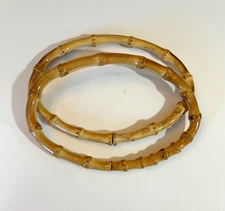 Pair of Boho BAMBOO Hand Bag Purse Handles Natural Crafts DIY Sewing 8.25"x5.5"
