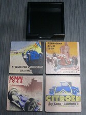 Monaco Grand Prix Le Mans Citroen Maserati Vintage 1930's-40's Race Coaster Set