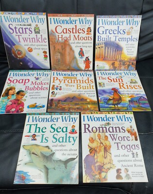 I Wonder Why Book Bundle x8 Stars Twinkle, Sun Rises, Sea Is Salty, Romans,