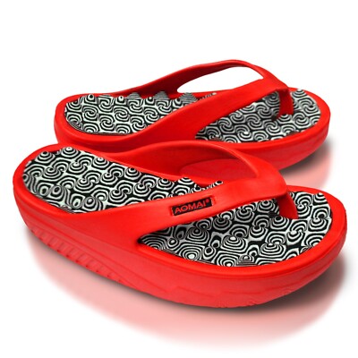 Damen Gr. 40 Fitness-Zehentrenner Gesundheitsschuhe Clogs Schlappen T-Steg Rot