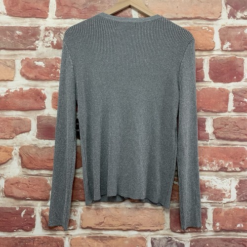 Select + Trend Cardigan Sweater Womens Large Gray Metallic Sparkly Button Up - 第 4/10 張圖片
