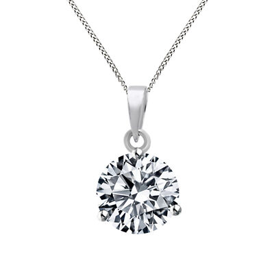 0.50 Ct Martini Solitaire Pendant Necklace Simulated Diamond 10K White Gold