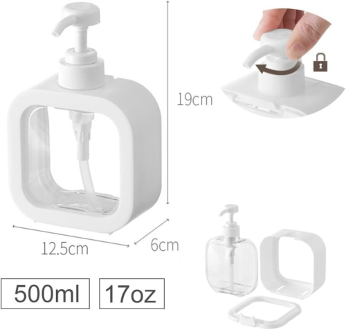 Hand Soap Dispenser for Bathroom, Modern Dish White 500ml - Picture 3 of 7