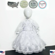 VESTIDO BLANCO DE BAUTIZO PARA NI A. BEBE. Baby Girl Christening Dress. 0-6 YEAR